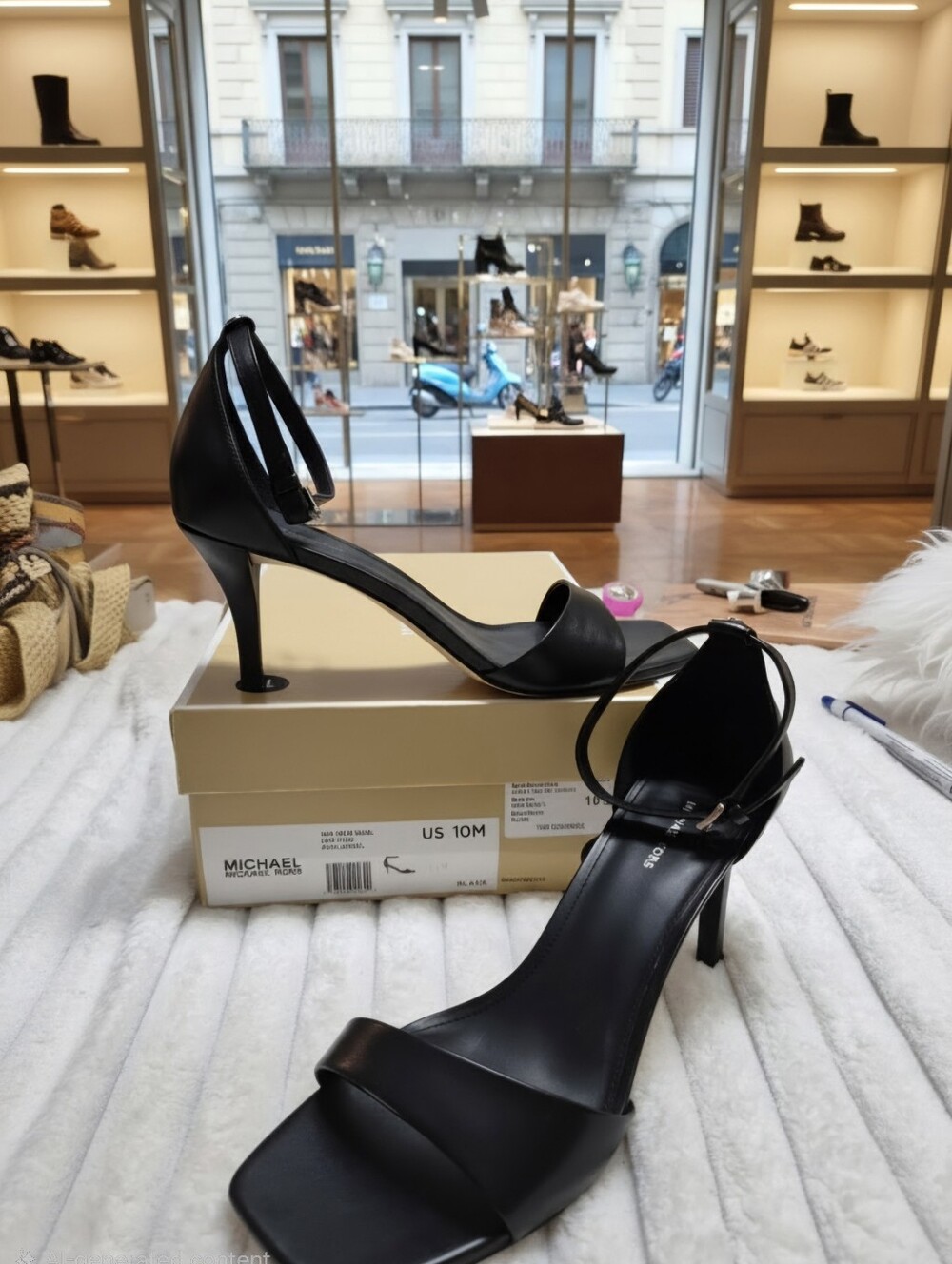 MICHAEL MICHAEL KORS JADA HEELED LEATHER BLACK SANDALS WOMEN'S SZ 10 M